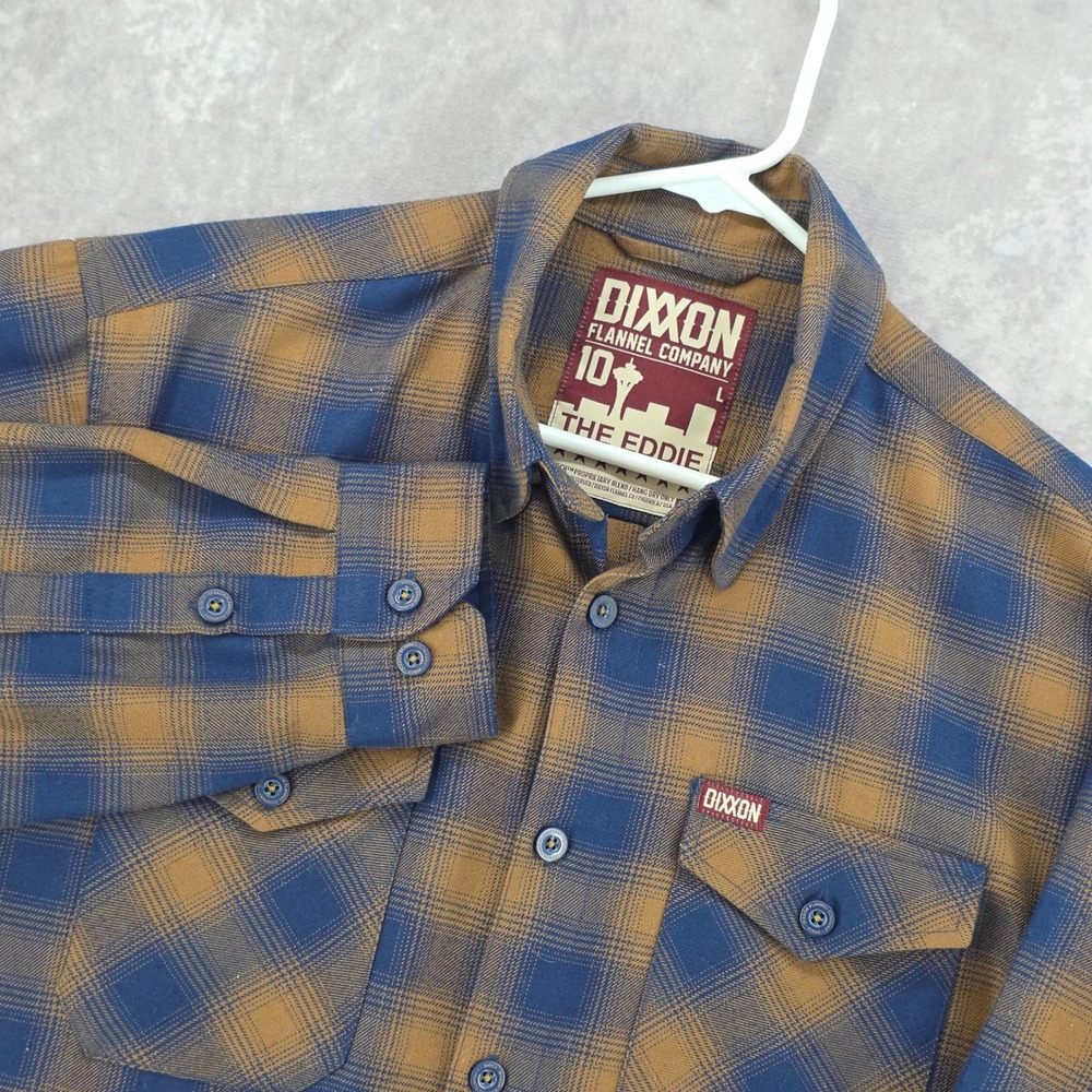 Dixxon The Eddie Shirt Mens L Brown Blue Flannel Button Down Vedder Pearl Jam